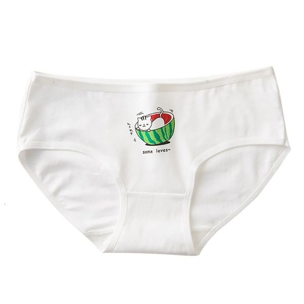

japanese style cartoon printed plaid cotton briefs fashion comfortable mid waist seamless panties for women, Black;pink