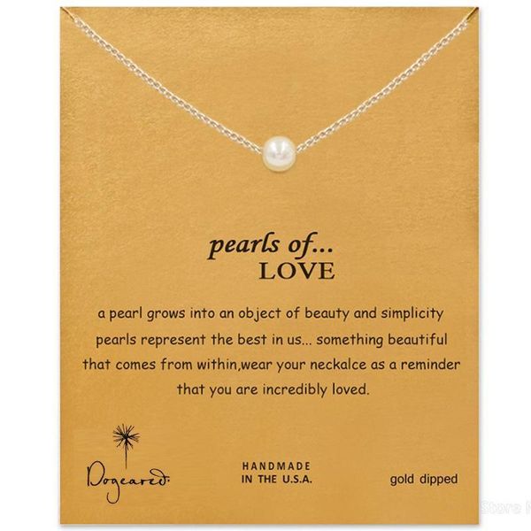 

necklaces with card gold silver pearl pendant choker necklace for fashion women jewelry pearls of love