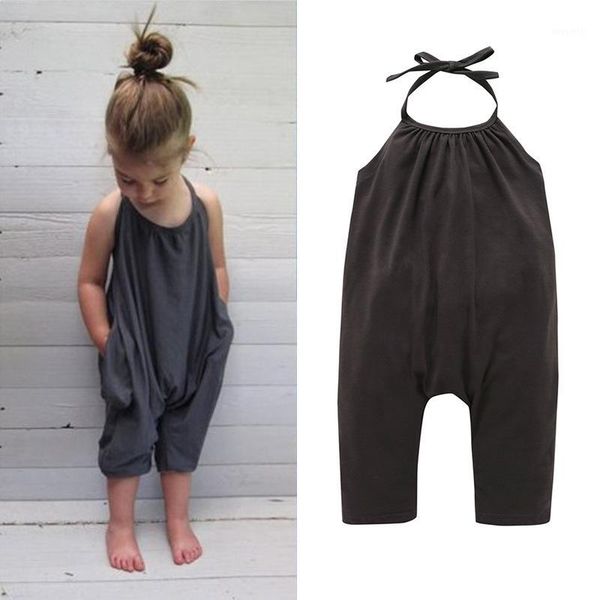 

jumpsuits 1-6 years kids pants baby girl jumpsuit girls backless rompers toddler kid straps clothing1, Blue