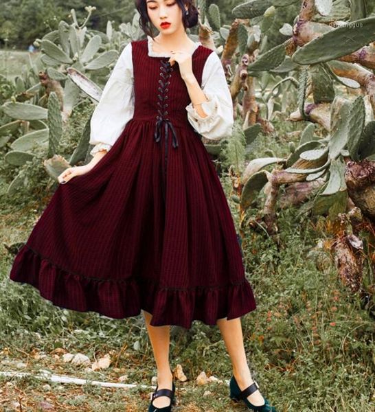

princess style spring new arrival square collar lantern sleeve woman long cotton dress, Black;gray