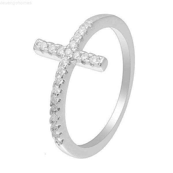 

factorye9csrings cross silver plated trend fashion jewelry sideways distribution crystal vintage wedding ring for women, Golden;silver