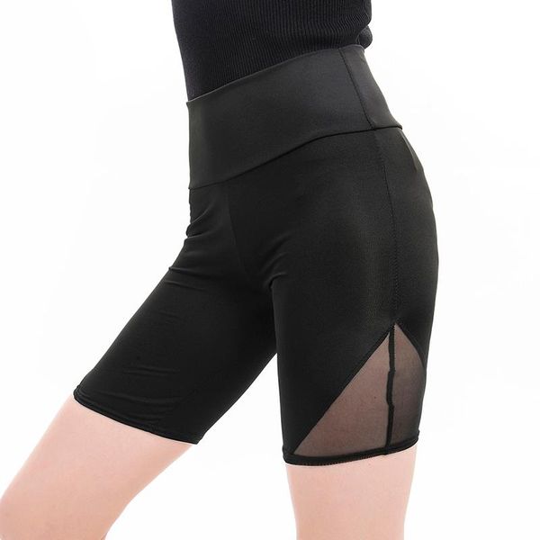 

women sports yoga shorts lady high waist elasticity shorts workout out mesh patchwork fitness sports short, White;red