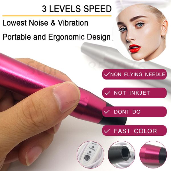 

professional makeup tattoo pen machine kit permanent eyebrow lip contour pen beauty art tattoo gun with 10pcs cartridge needles