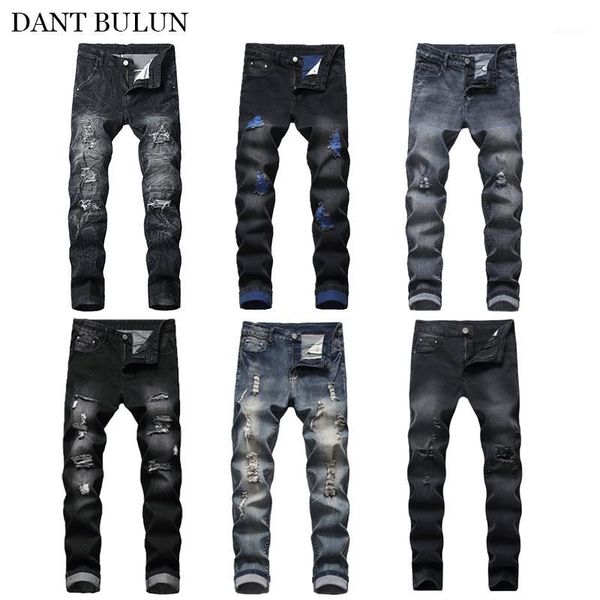 

ripped jeans men skinny pants hip hop male jeans homme elasticity slim fit frayed casual men denim hombre trousers1, Blue