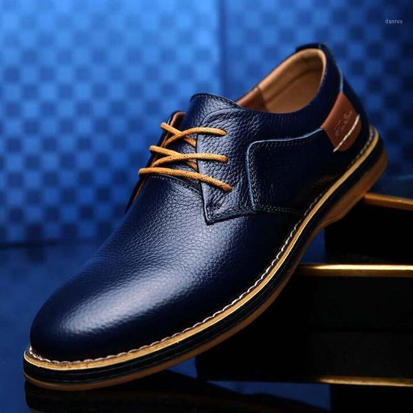 

dress shoes men oxford genuine leather brogue lace up flats casual moccasins fashion office walking footwear1, Black