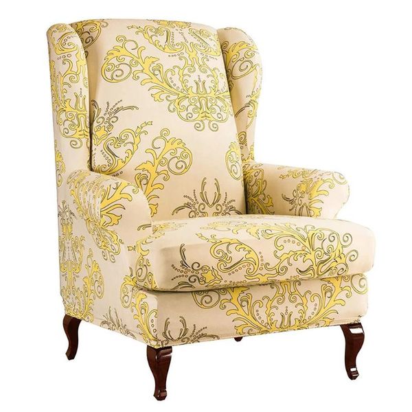 

soft removable elastic accessories back simple armchair protective cover furniture modern leaves printed wing chair slipcover covers