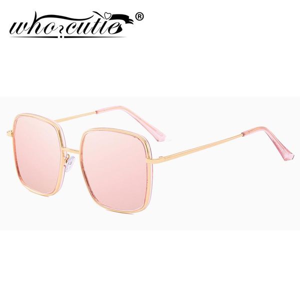 

vintage fashion women sunglasses 2020 brand designer sqaure flat rose gold pink mirror female retro sun glasses shades s006, White;black