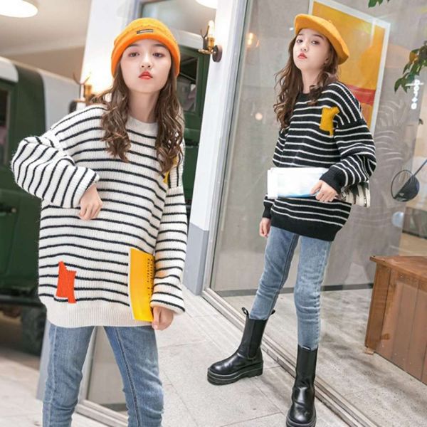 

2020 autumn and winter new children's korean striped sweater, Blue