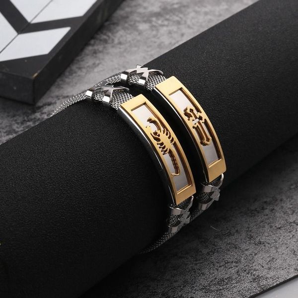 

charm bracelets mesh wristband jewelry for men individuality stainless steel scorpion male accessories, Golden;silver