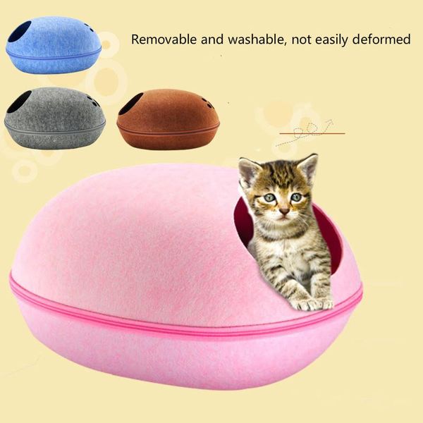 

cat beds & furniture four seasons universal felt pet nest litter semi-closed removable eggshell bed supplies