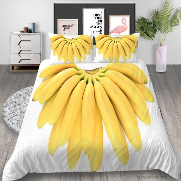 

3d bedding set fresh fruit banana print  size duvet cover set pillowcases home decor 2/3 pcs for all seasons