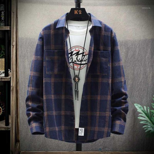 

blue flannel plaid shirt men 2020 fashion dress men shirt casual warm soft long sleeve shirts camiseta masculina chemise homme1, White;black