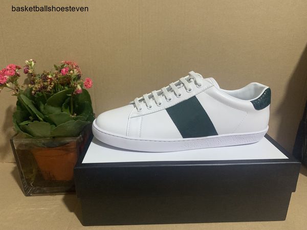 

2021 stripe designer shoes ace embroidered mens real leather designer woman man casual ace shoes