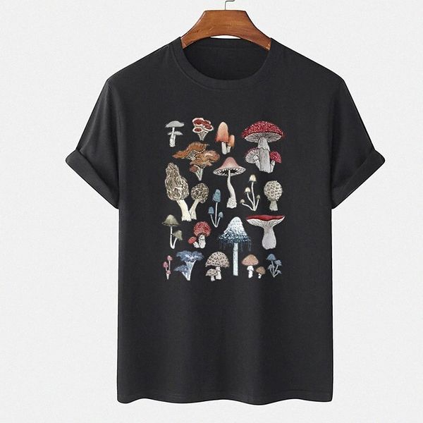 

men's tee t shirt stamping graphic prints mushroom plus size round neck casual daily print short sleeve cotton basic designer big and, White;black