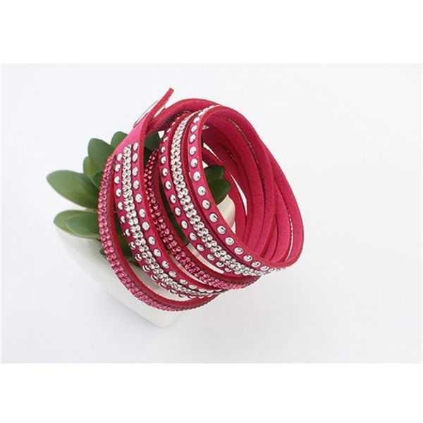

fashion multilayer wrap bracelets slake deluxe leather charm bangles with sparkling crystal women sandy beach fine j