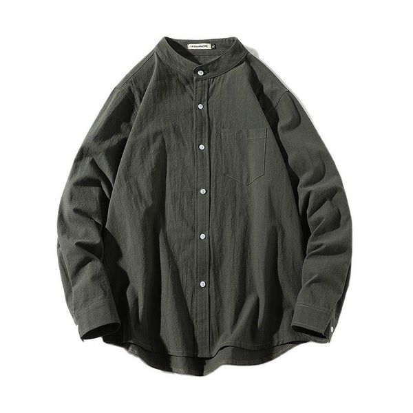 

spring men's fashion casual tooling style long-sleeved cotton shirt 2021 all-match harajuku style solid color new tooling shirt, White;black