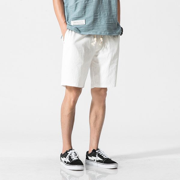 

2021 new summer linen fabric breathable shorts clothing men bermudas street wear lightweight short pants 4hyi, White;black