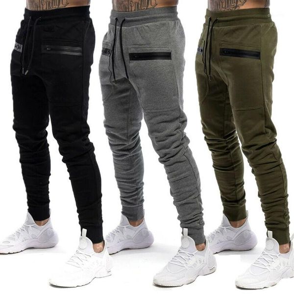 

new men gym slim fit trousers sweat pants tracksuit joggers skinny sports bottoms long pants male casual plus size pockets pant1, Black