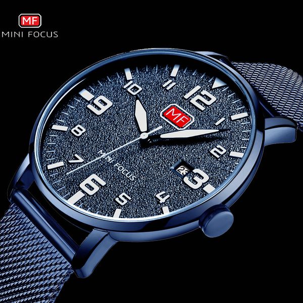 

brand luxury design waterproof wrist watches military casual quartz watch for men mesh strap blue dial calendar mini focus, Slivery;brown