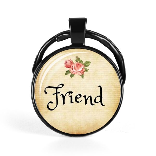 

love that you are my friend keychain i glass dome keyring pendants christmas charm gift fashion jewelry friendship gift, Slivery;golden