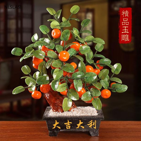 

decorative objects & figurines natural jade fortune tree ornament wealth chinese ingot lucky money home office decoration deskbeautiful
