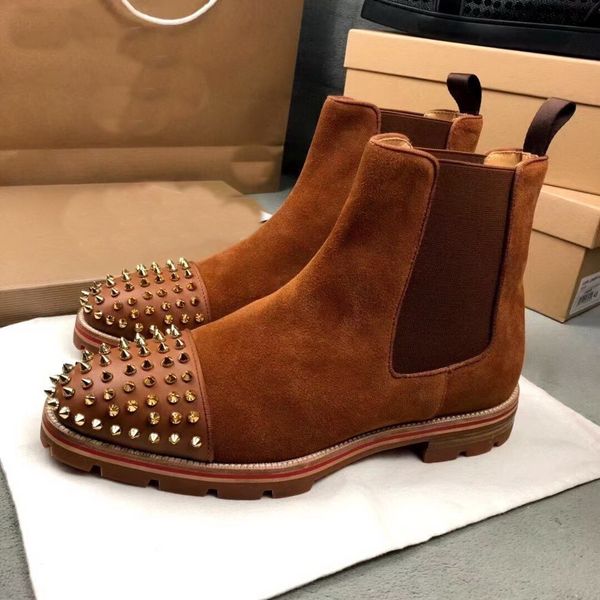 

men fashion genuine leather and denim high spikes shoes fashion rivets men boots sneakers popular shoes, Black