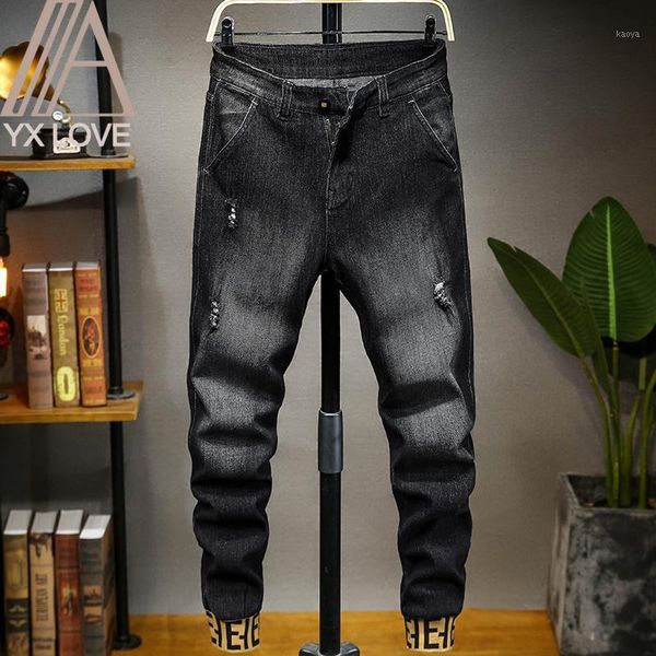 

men jeans pants 28-48 large size loose high elastic straight comfortable trousers classic hip hop punk causal daily clothes1, Blue