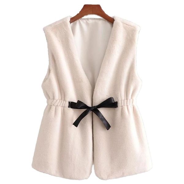 

women's fur & faux 2021 fall winter vest casual fashion elegant sleeveless women outfits, Black