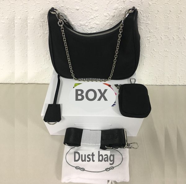 

fashion 2021 nylon hobo three bag set classic baguette underarm bag waterproof composite single shoulder crossbody chain woman bag