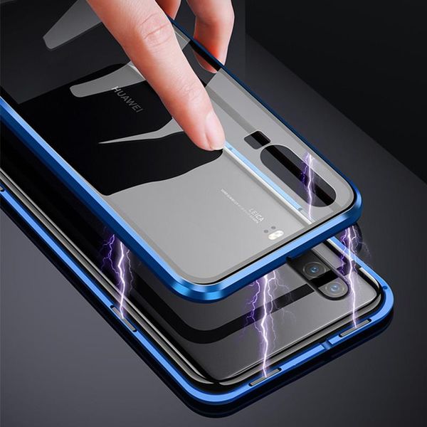 

new magnetic absorption metal case for huawei p20 p20pro p20lite phone back cover double sided glass huaweip20 pro lite bag h sqcakg