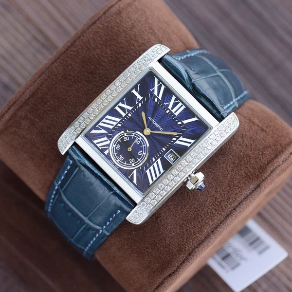 

2020 высококачественные классические танки мужские часы джокер кожаные наручные часы квадратные мужские часы 34x44mm d31316