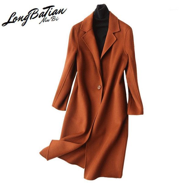 

winter women 2021 90% wool coat female autumn double woolen jackets long jacket outwear manteau femme hiver 390021, Black