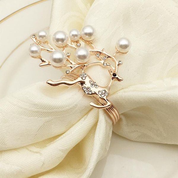 

6pcs christmas deer style napkin rings metal serviette buckle circle for home restaurant festival table decoration
