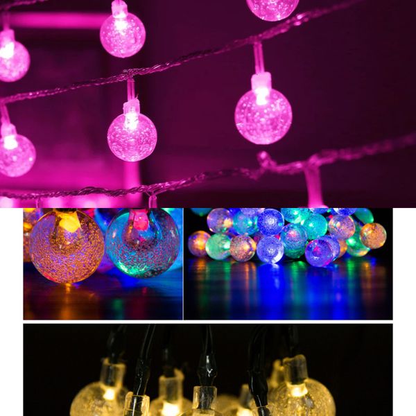 

crystal fashion5p9hsolar lights 30 powered waterproof bulbs led ball christmas string camping outdoor lighting garden ho
