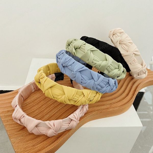 

new fashion women hairband pleated solid color wide brim headband flower casual turban hair accessories wholesale, Silver