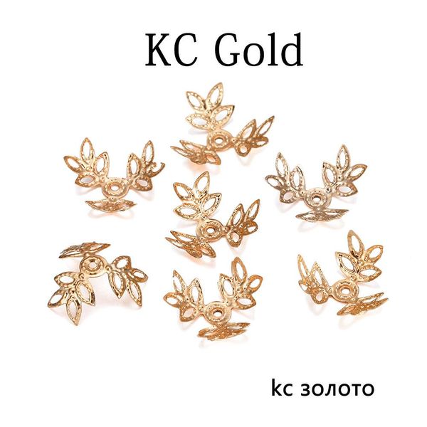 

100pcs lot 16x16mm metallic kc gold three leaves spacer beads end cap for diy jewelry making bracelet findings supplies h jllsoa, Silver