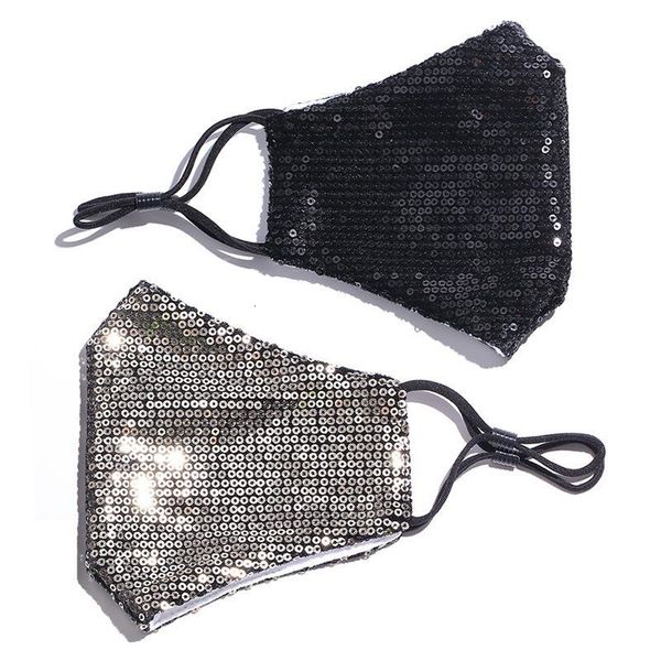 

factory fashion bling 3d washable reusable mask pm2.5 face care shield sun color gold elbow sequins shiny face cover mount masks anti-dust