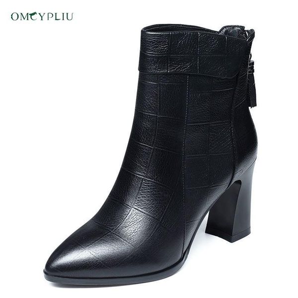 

boots brand women's high heels fashion classic black woman ankle boot ladies shoes plus size female pointed shoe botines mujer