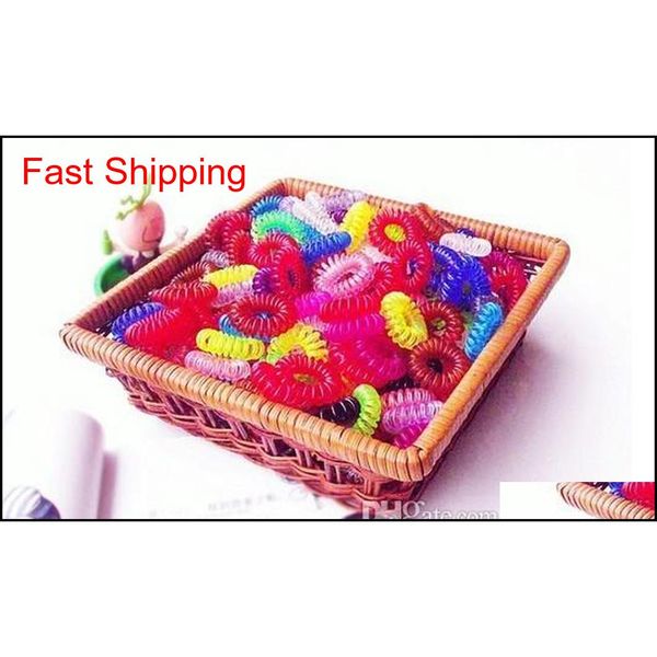 

telephone wire elastic hair bands ties rings rubber ponytail holder bracelets headbands qylrds bde_home, Silver