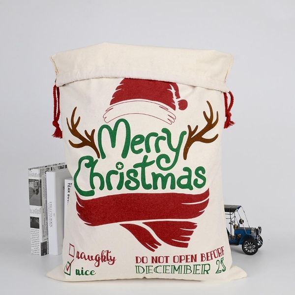 

fbl7reindeer gift with new santa claus sack cotton environmental protection bundle mouth canvas moose christmas bag