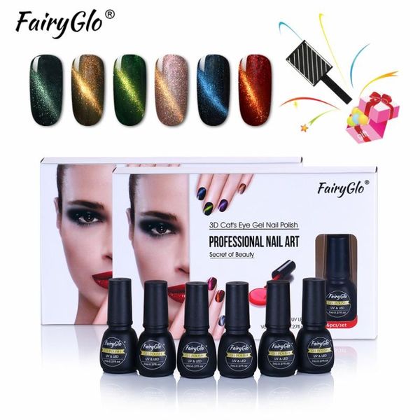 

nail gel fairyglo art gift set 6pcs polish cat eye 7ml uv lamp paint gellak hybrid varnish, Red;pink
