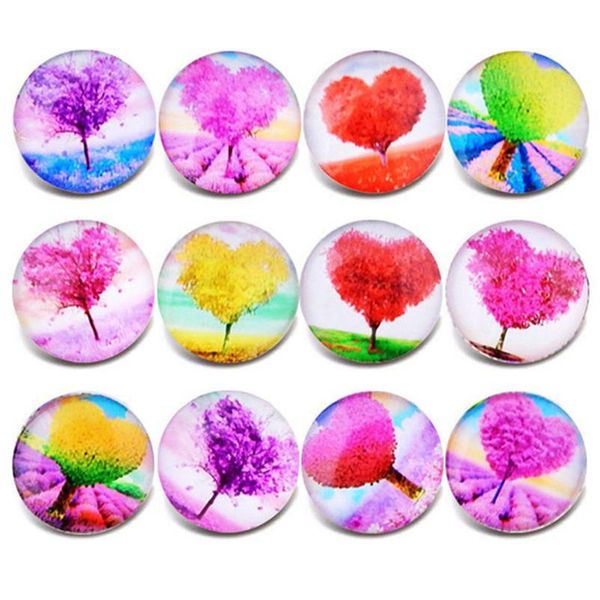

10pcs/lot new glass snap jewelry tree of life mixed pattern snap buttons fit 18mm/20mm diy snap bracelet buttons jewel bbykmu
