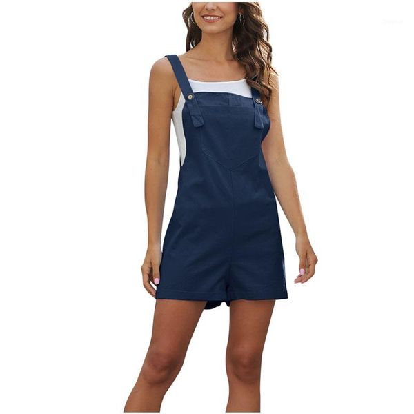 

summer cotton linen jumpsuit 2020 new playsuit woman casual loose pocket up bib shorts student u-neck jumpsuit overalls1, Black;white