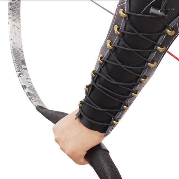 

elbow & knee pads archery cowhide arm guard with adjustable straps protective gear lightweight usually protection accessories1, Black;gray
