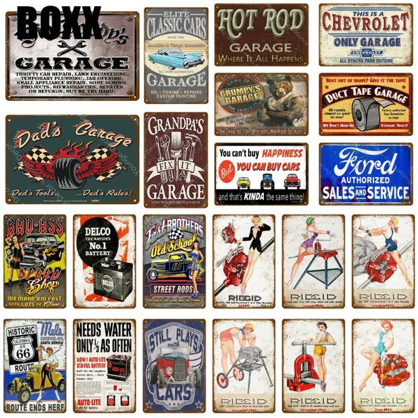 

rod garage decor vintage metal tin signs classic car motor battery tools wall art plate shabby chic painting plaque wall art modern