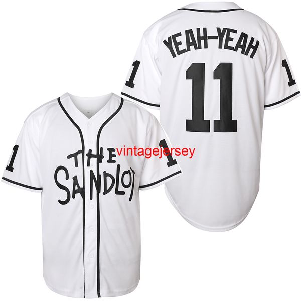 #11 Alan Yeah-Yeah Plain Hip Hop Apparel Hipster Baseball Clothing Button Down Shirts Uniformes Esportivos Masculino Jersey Branco S-XXXL