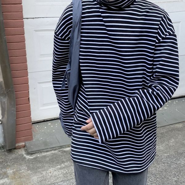 

2021 men's blouse autumn thin new stripe shirt leisure male clothing ozm6, White;black