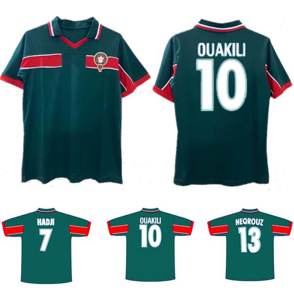 

98 retro morocco classic soccer jersey ouakili neqrouz bassir abrami ancient maillot el hadrioui hadji oldest football shirt, Black;yellow