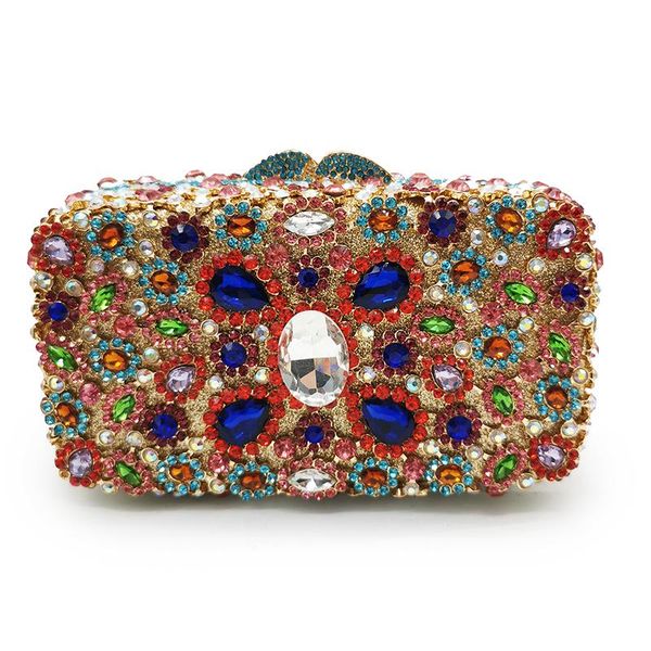 

large white rhinestone clutch purse gold metal diamond crystal party clutches classical fashion ladies mini dinner phone case