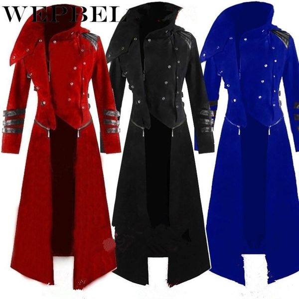 

wepbel new scorpion mens coat long jacket gothic steampunk hooded trench steampunk jacket, Tan;black